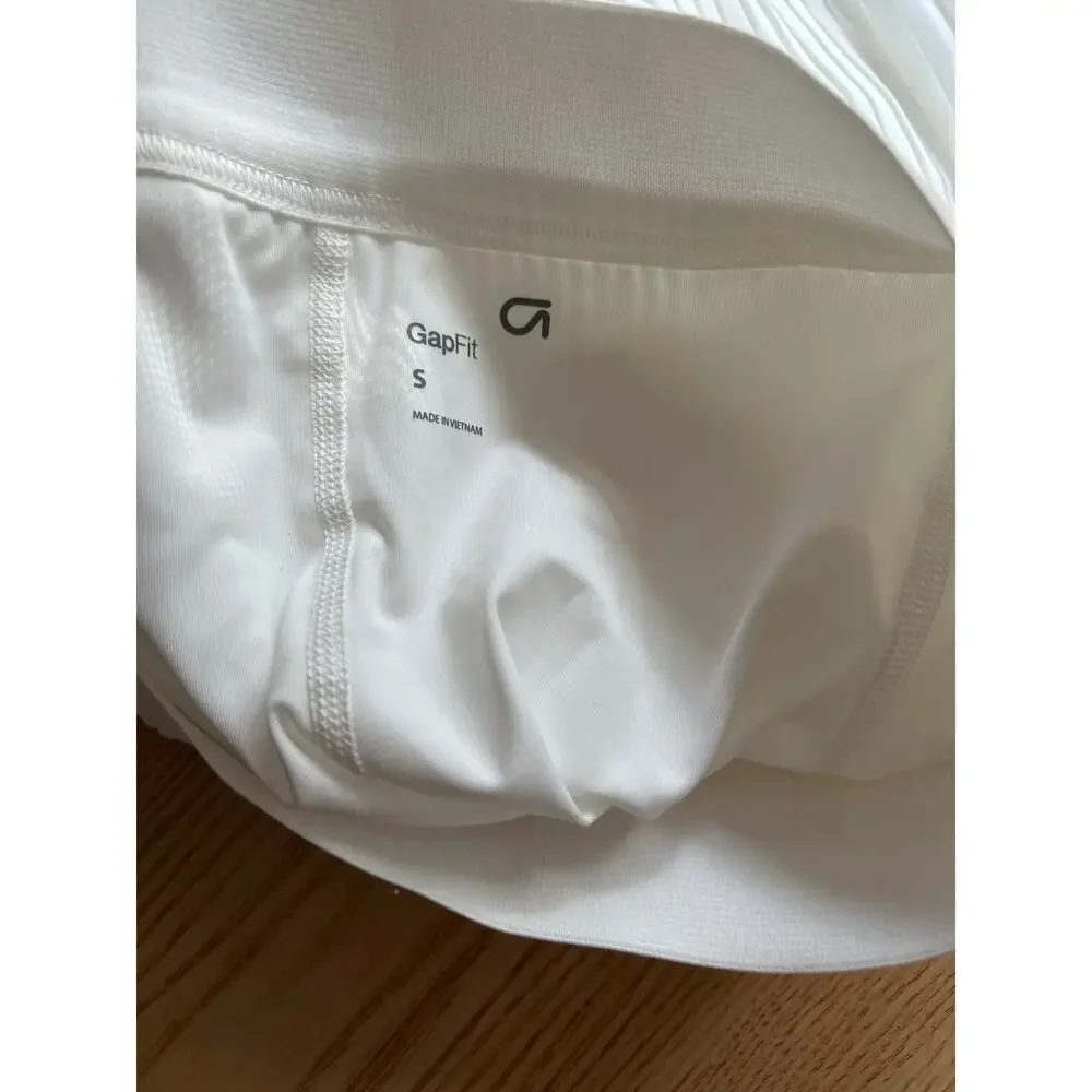 New Women’s GapFit Athletic Pleaded Stretchy Skort w/Inside Pocket White Small